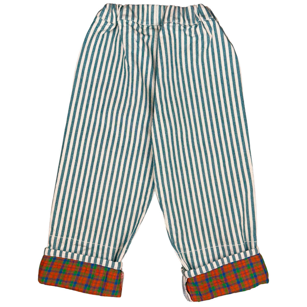 Pantalon à carreaux de bûcheron rustique en coton deadstock avec ourlet ajustable et coupe évolutive pour enfants de 2 à 9 ans