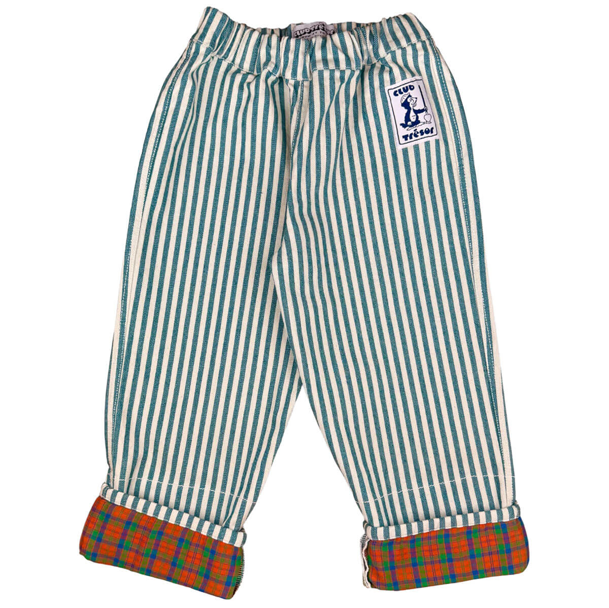 Pantalon à carreaux de bûcheron rustique en coton deadstock avec ourlet ajustable et coupe évolutive pour enfants de 2 à 9 ans