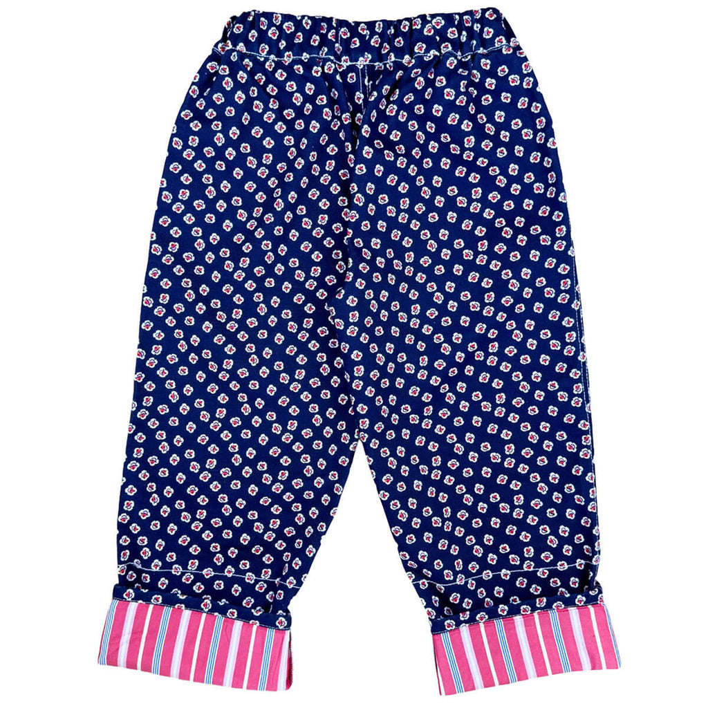 Pantalon décontracté framboise uni en coton deadstock avec ourlet ajustable et coupe évolutive pour enfants de 1 à 9 ans