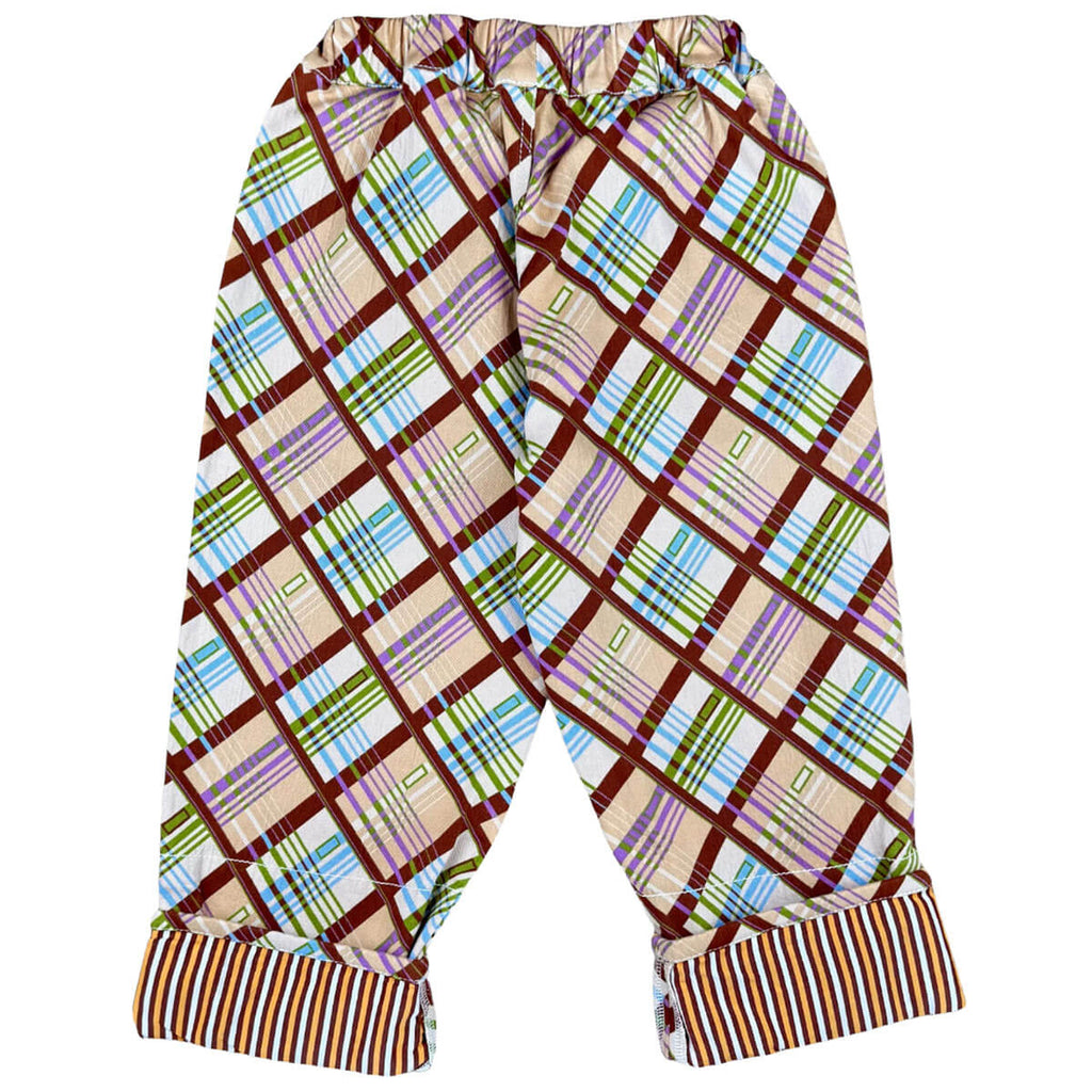 Pantalon en coton chiné coloris caramel avec ourlet ajustable et coupe évolutive pour enfants de 1 à 9 ans
