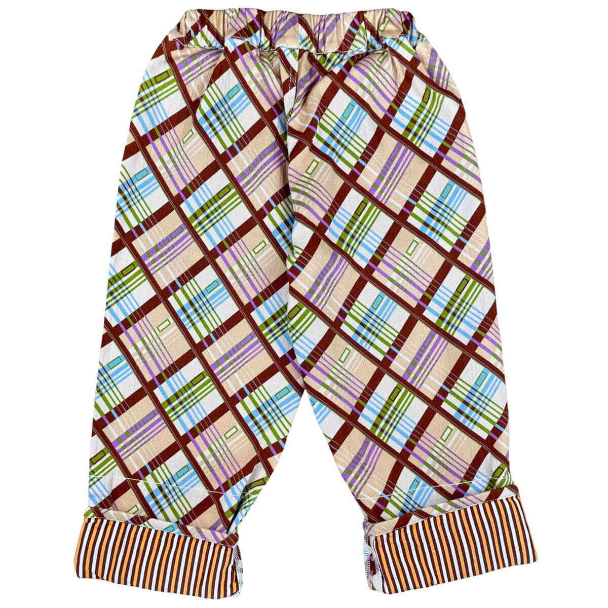 Pantalon en coton chiné coloris caramel avec ourlet ajustable et coupe évolutive pour enfants de 1 à 9 ans