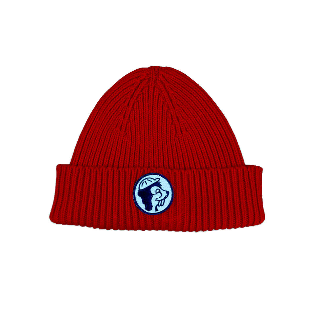 Bonnet enfant classique en maille côtelée rouge unie, mélange de laine, avec revers replié et confort anti-démangeaisons, pour les 1-8 ans