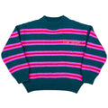 Chandail en tricot italien doux, coupe ample, à blocs de couleurs vert-rose et texture vintage pour enfants de 4 à 8 ans