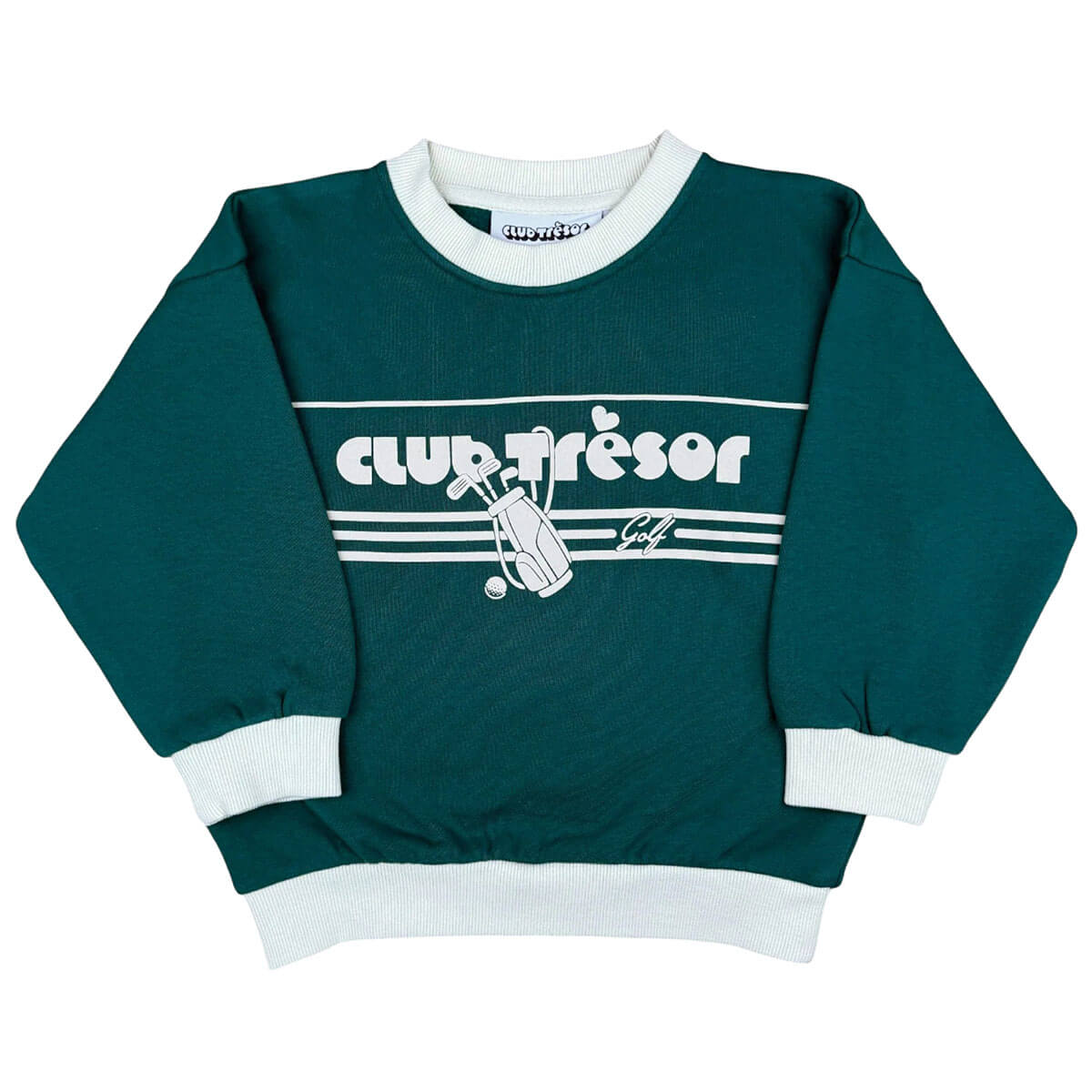 Sweat-shirt vert vintage en coton à motif de golf (deadstock) pour enfants de 2 à 8 ans, coupe oversize, design inspiré des années 70