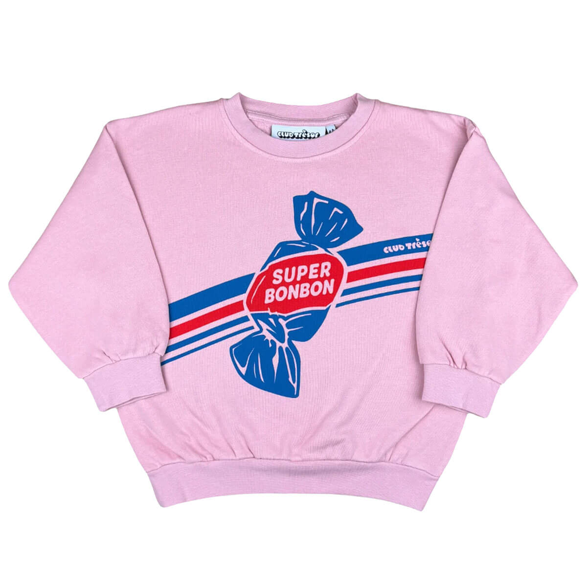 Sweat-shirt en coton vintage rose avec coupe oversize et imprimé à base d'eau, issu d'une collaboration d'artistes (tailles 2-11 ans)