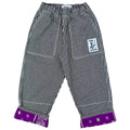 Pantalon de travail pour enfant en toile de coton recyclé, rayures noires hickory, ourlet ajustable, coupe évolutive, 1–8 ans