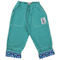 Pantalon de travail en toile de coton recyclé vert à rayures hickory, avec ourlet ajustable et coupe évolutive pour enfants de 1 à 8 ans
