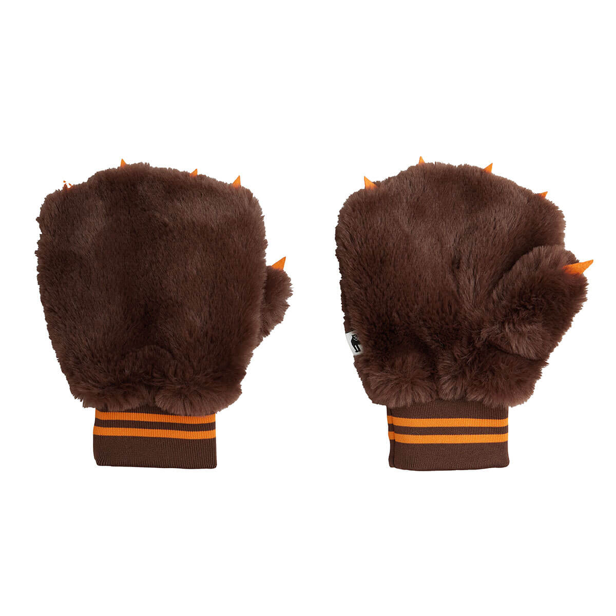 Mouffles douces marron unies en fausse fourrure avec doublure chaude pour enfants