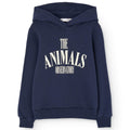 Sweat à capuche décontracté bleu marine uni en coton biologique pour enfant avec poche kangourou et cordon de serrage pour tout-petits