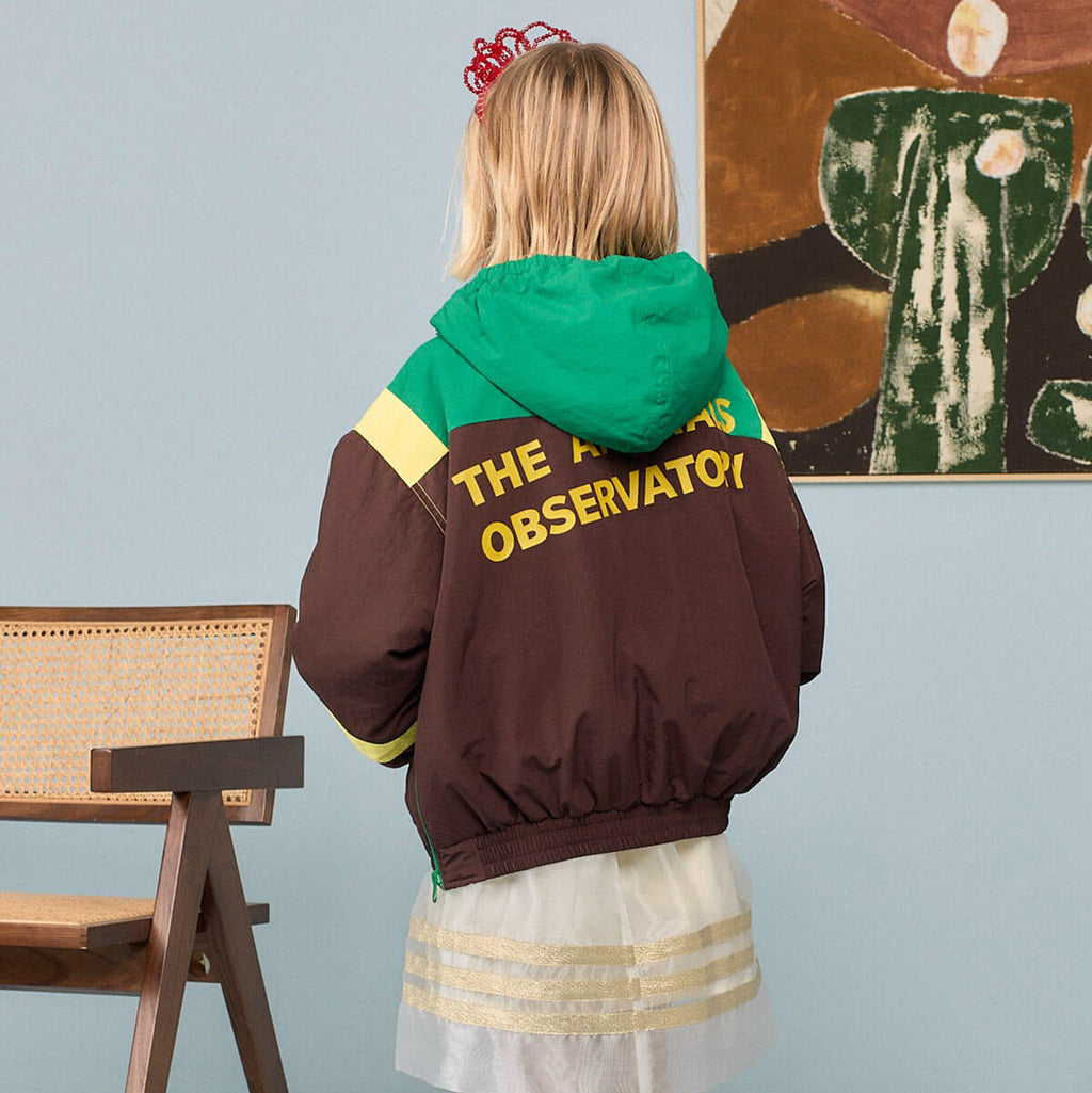 Veste décontractée marron foncé unie en mélange de coton pour enfants avec fermeture éclair et coupe décontractée