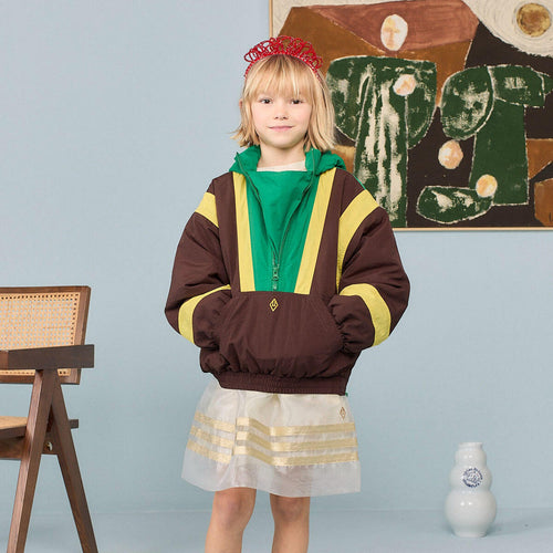 Veste décontractée marron foncé unie en mélange de coton pour enfants avec fermeture éclair et coupe décontractée
