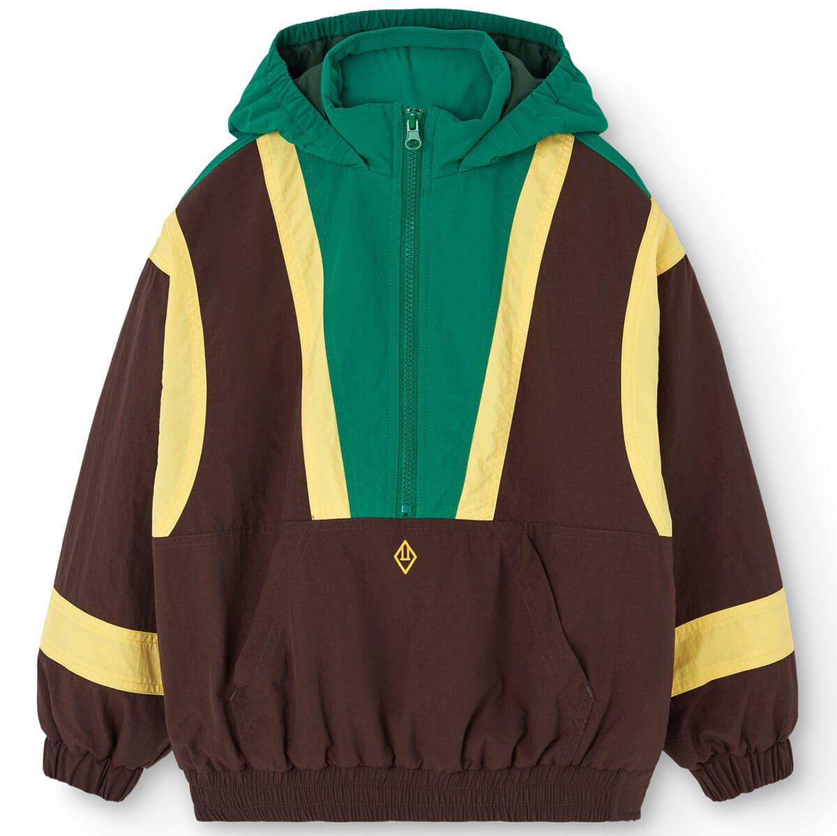 Veste décontractée marron foncé unie en mélange de coton pour enfants avec fermeture éclair et coupe décontractée