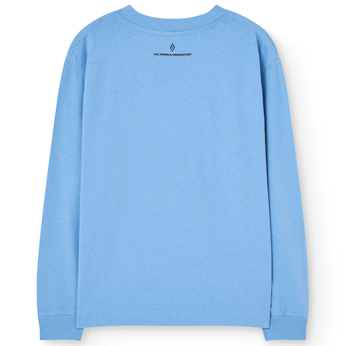 T-shirt décontracté à manches longues bleu poussière en coton biologique uni avec col rond pour tout-petits