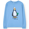 T-shirt décontracté à manches longues bleu poussière en coton biologique uni avec col rond pour tout-petits