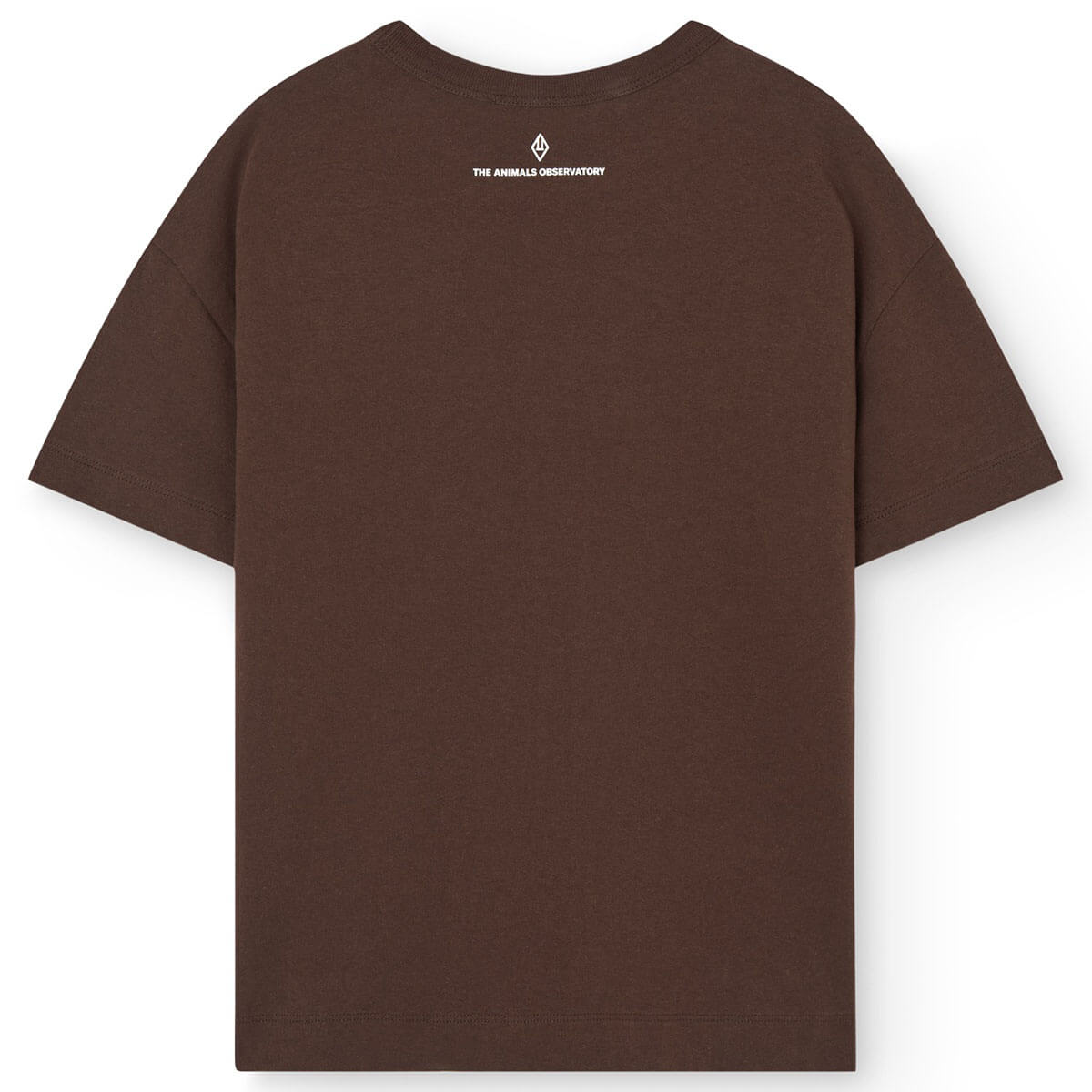 T-shirt décontracté marron foncé en coton bio à motif pour enfant, avec col rond et manches courtes pour tout-petits