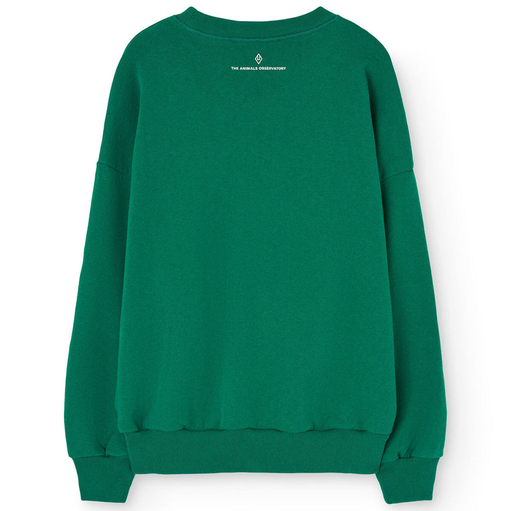 Sweat-shirt décontracté vert foncé uni en coton biologique pour enfants avec poignets côtelés et coupe décontractée pour tout-petards
