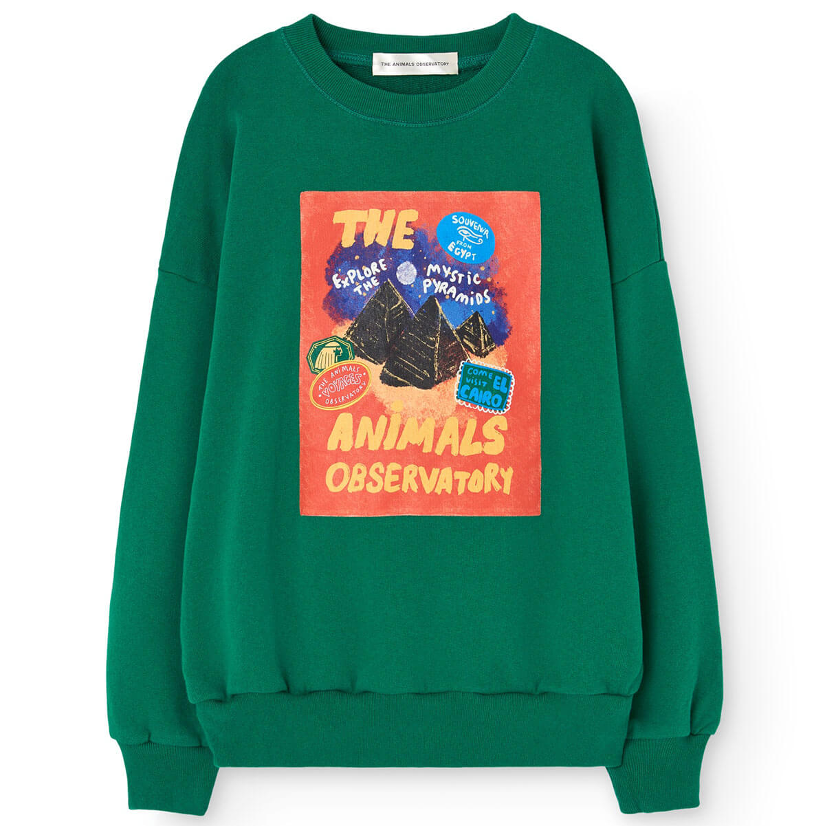 Sweat-shirt décontracté vert foncé uni en coton biologique pour enfants avec poignets côtelés et coupe décontractée pour tout-petards