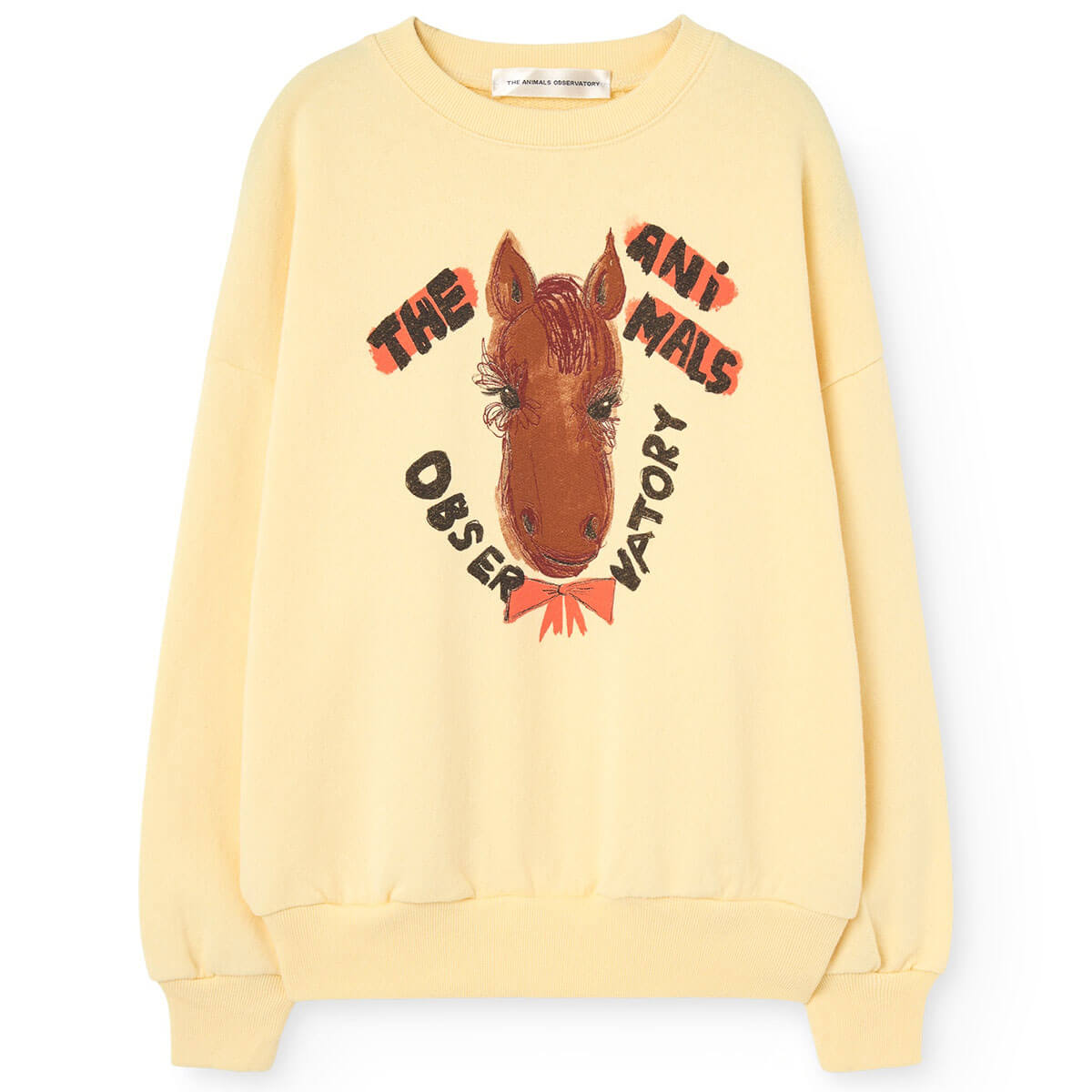 Sweat-shirt décontracté en coton biologique jaune pâle uni pour enfant avec poignets côtelés et coupe décontractée pour tout-petits