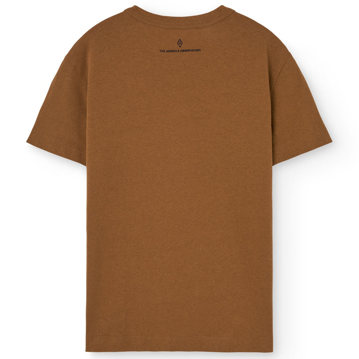 T-shirt décontracté en coton biologique marron avec motif graphique, col rond et manches courtes pour enfants en bas âge