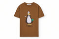 T-shirt décontracté en coton biologique marron avec motif graphique, col rond et manches courtes pour enfants en bas âge
