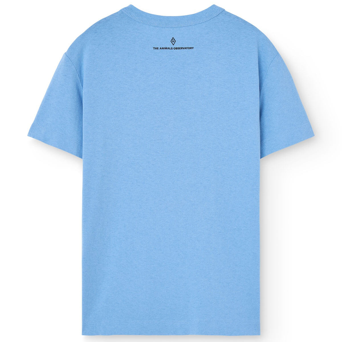 T-shirt décontracté en coton biologique bleu poussière avec motif, col rond et manches courtes pour enfants en bas âge