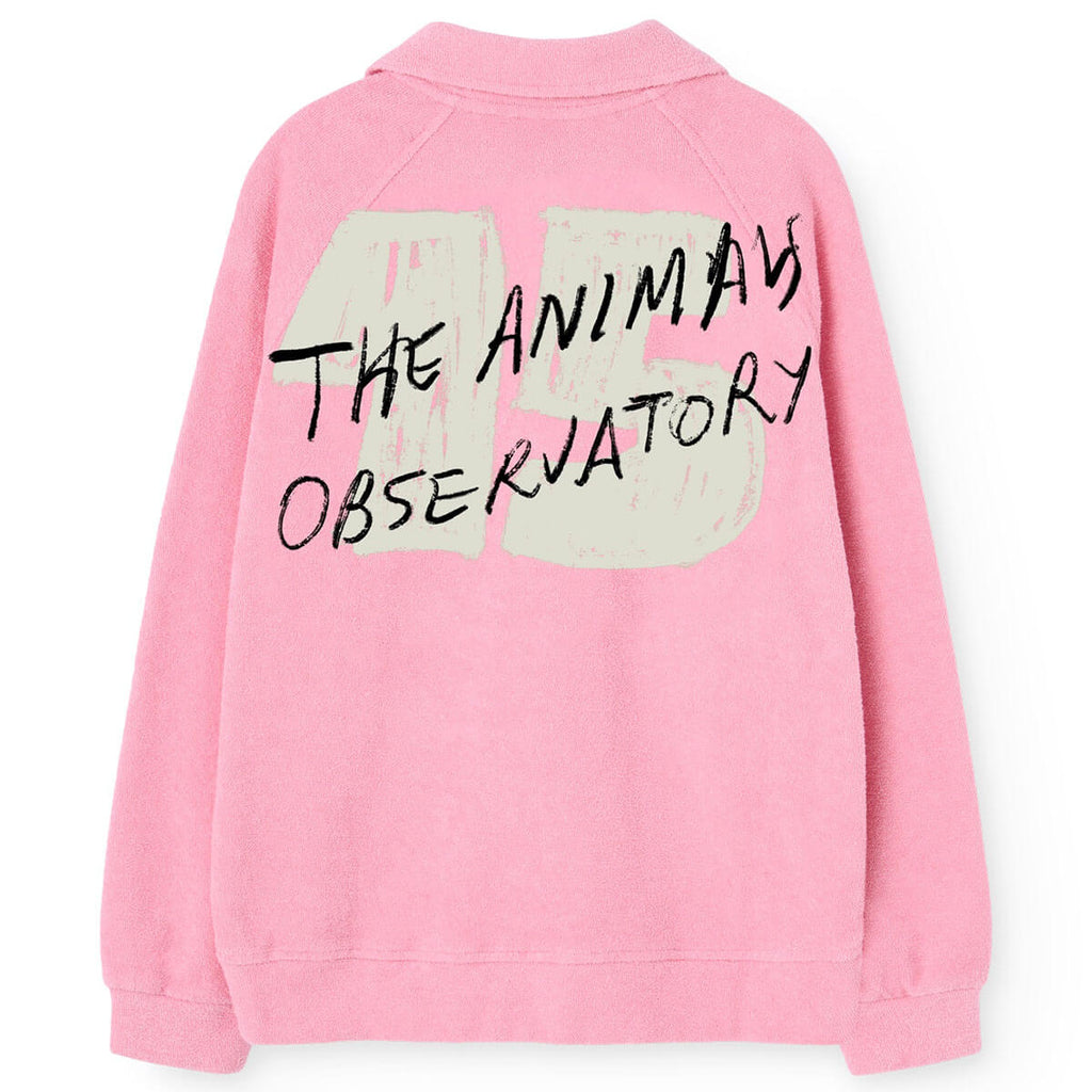 Sweat-shirt décontracté rose uni en coton biologique pour enfant avec poignets côtelés et coupe décontractée pour tout-petits