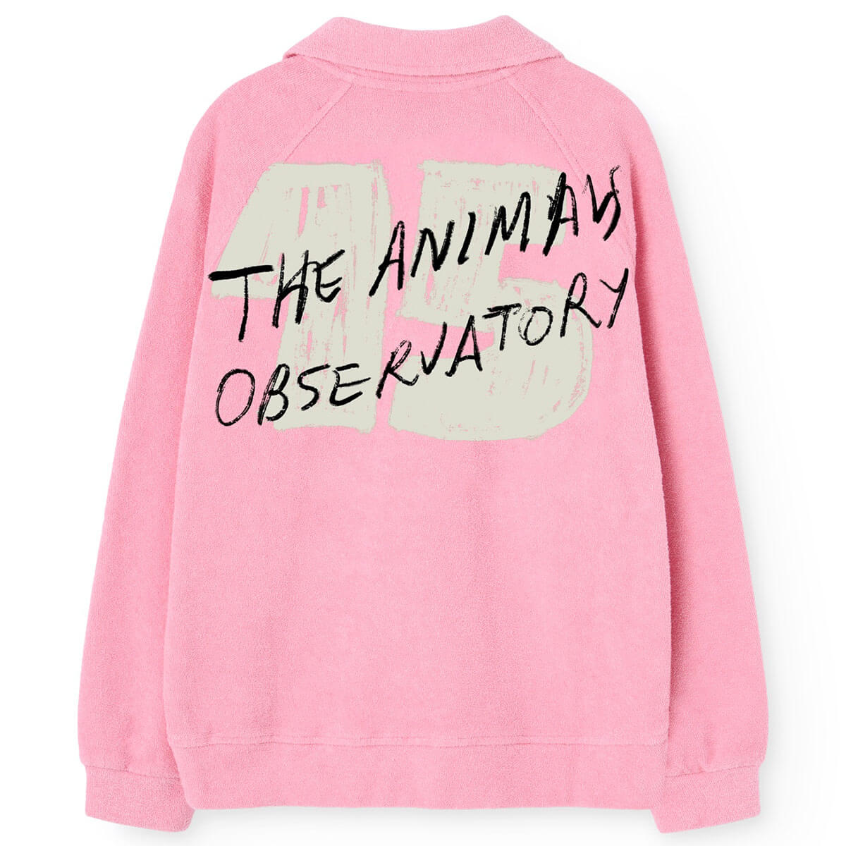 Sweat-shirt décontracté rose uni en coton biologique pour enfant avec poignets côtelés et coupe décontractée pour tout-petits