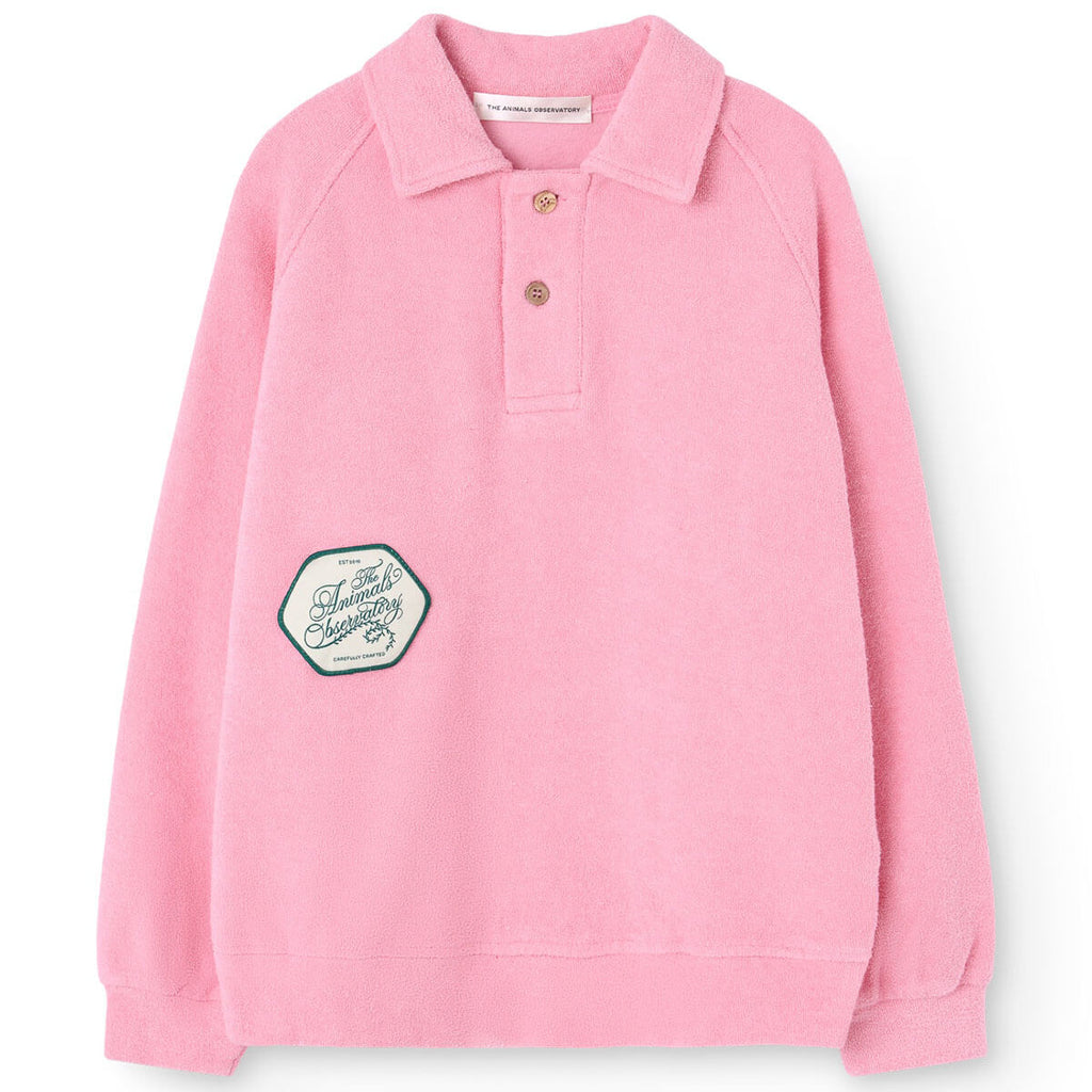 Sweat-shirt décontracté rose uni en coton biologique pour enfant avec poignets côtelés et coupe décontractée pour tout-petits