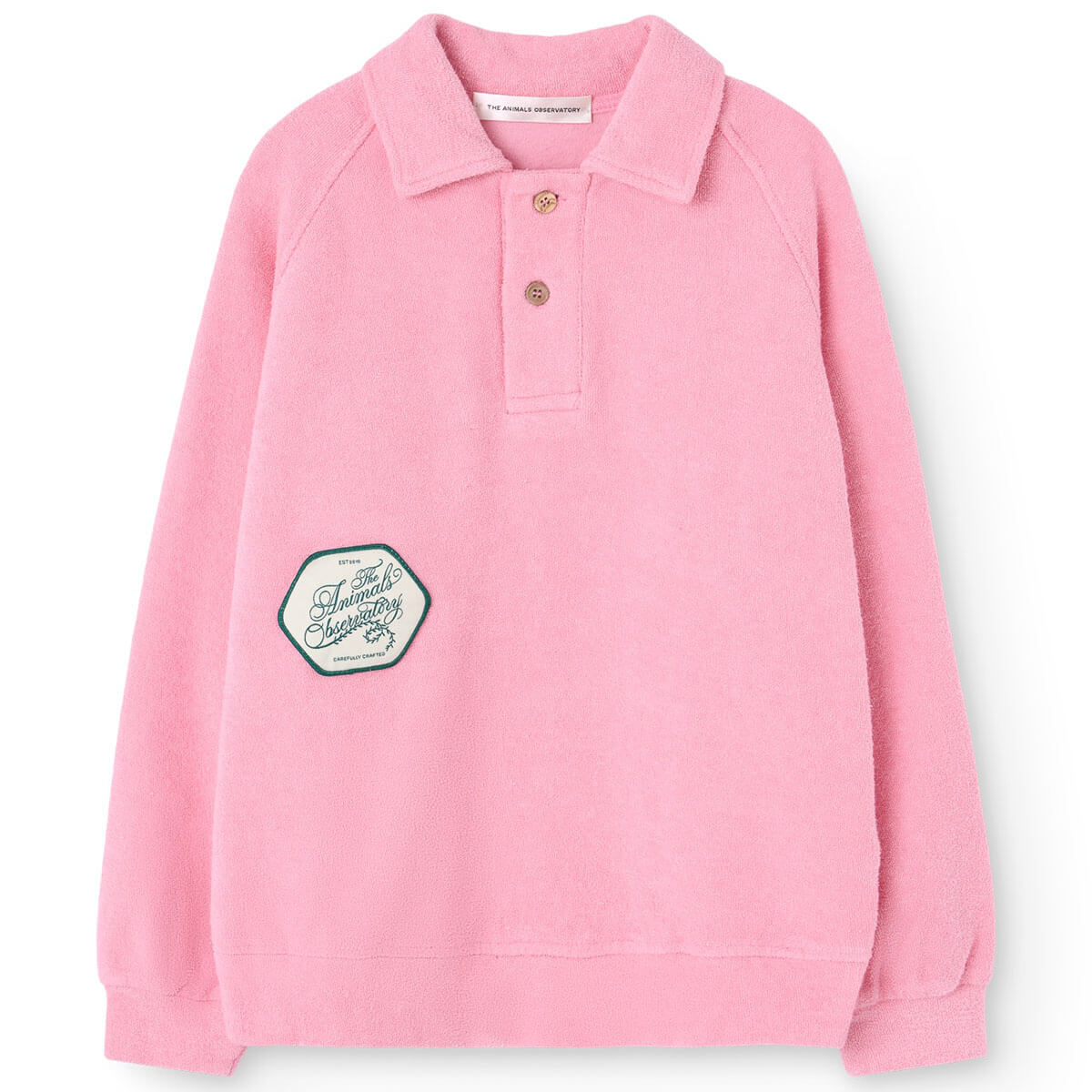 Sweat-shirt décontracté rose uni en coton biologique pour enfant avec poignets côtelés et coupe décontractée pour tout-petits