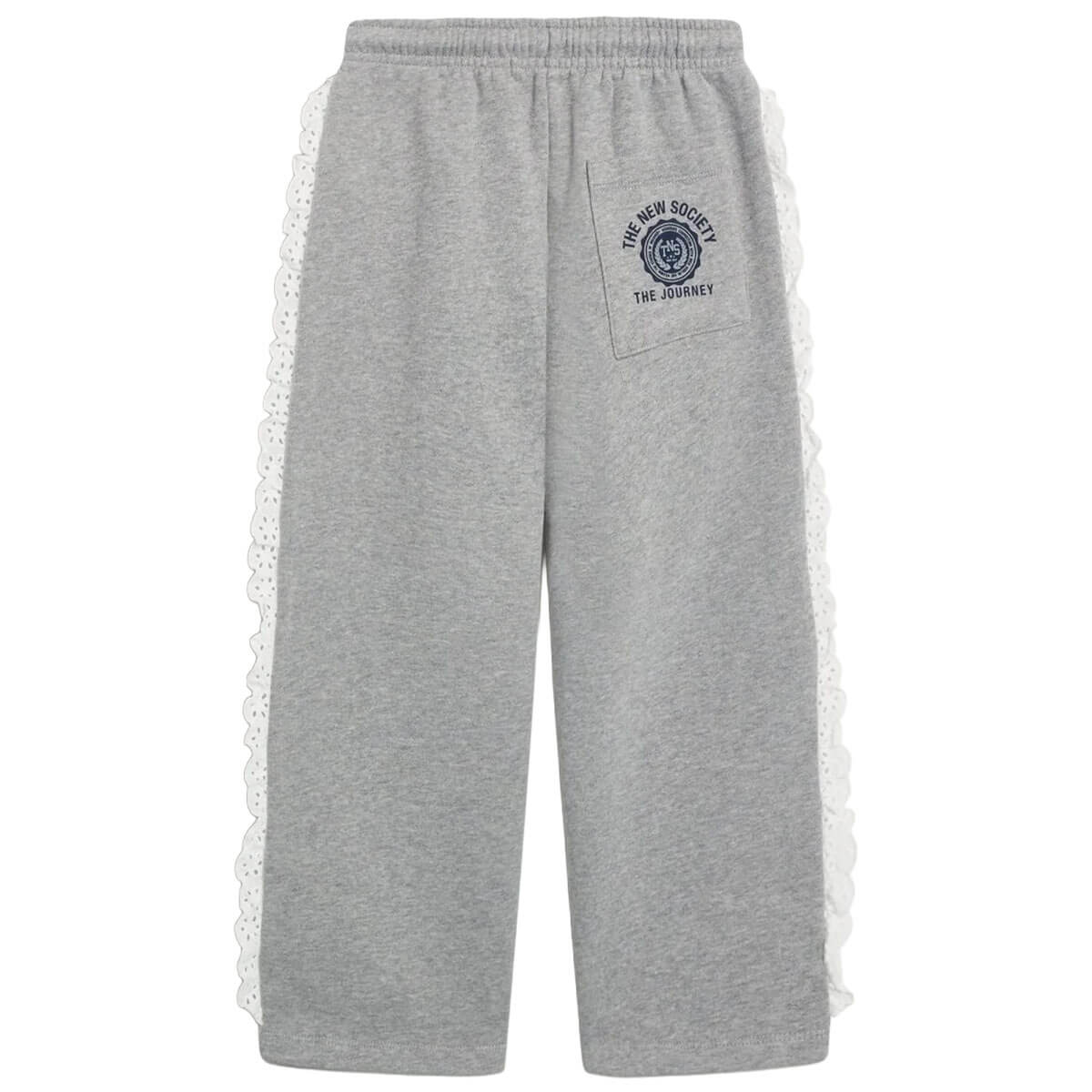 Pantalon de jogging pour enfants en coton gris moyen chiné uni, avec taille élastique et jambe fuselée, pour les 2-14 ans