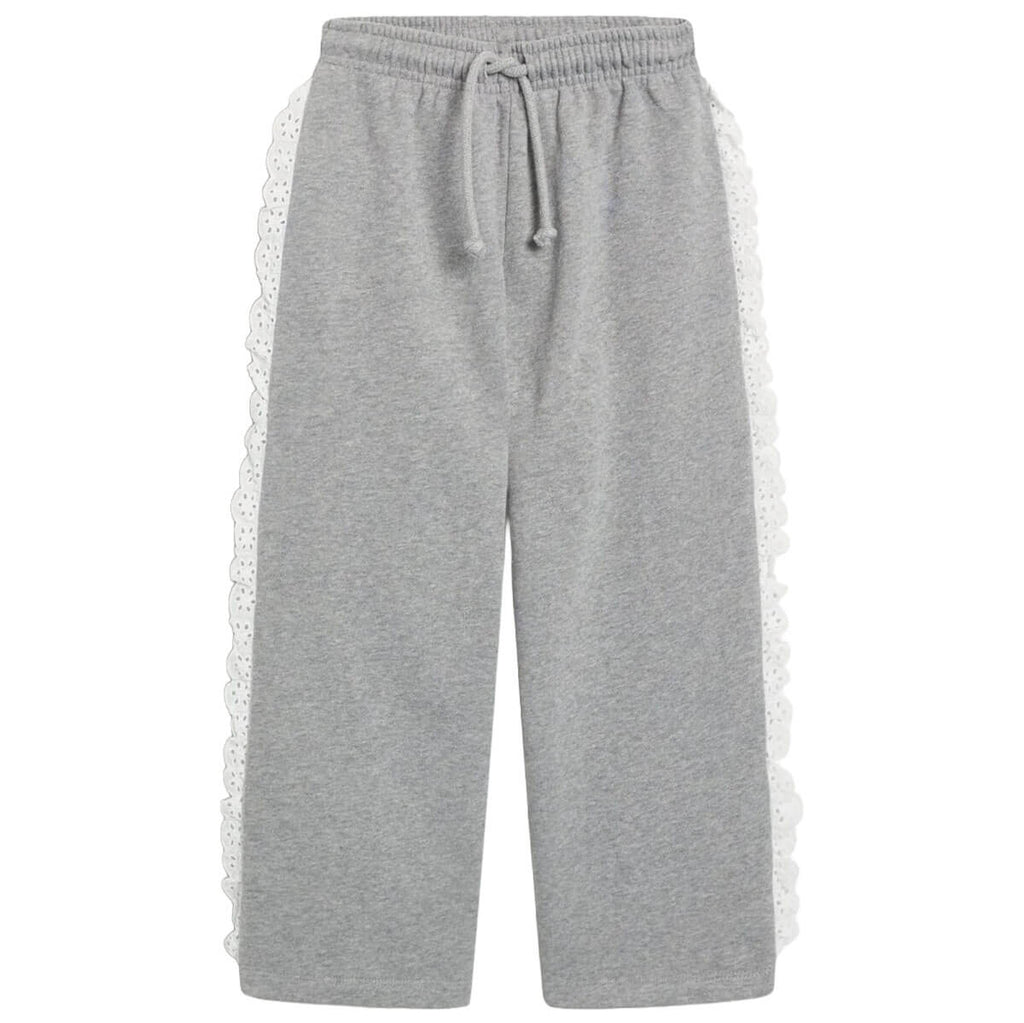 Pantalon de jogging pour enfants en coton gris moyen chiné uni, avec taille élastique et jambe fuselée, pour les 2-14 ans