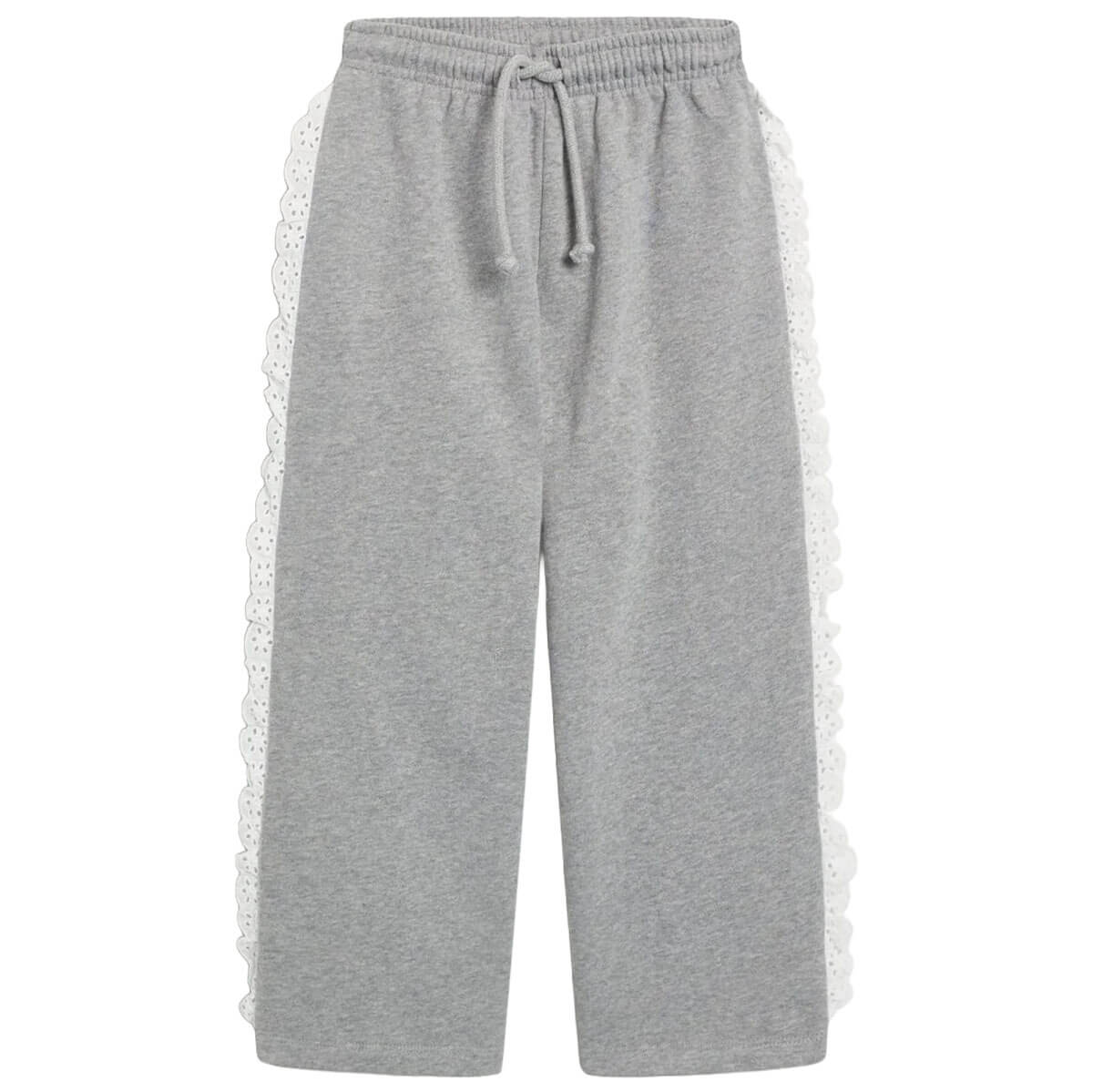Pantalon de jogging pour enfants en coton gris moyen chiné uni, avec taille élastique et jambe fuselée, pour les 2-14 ans
