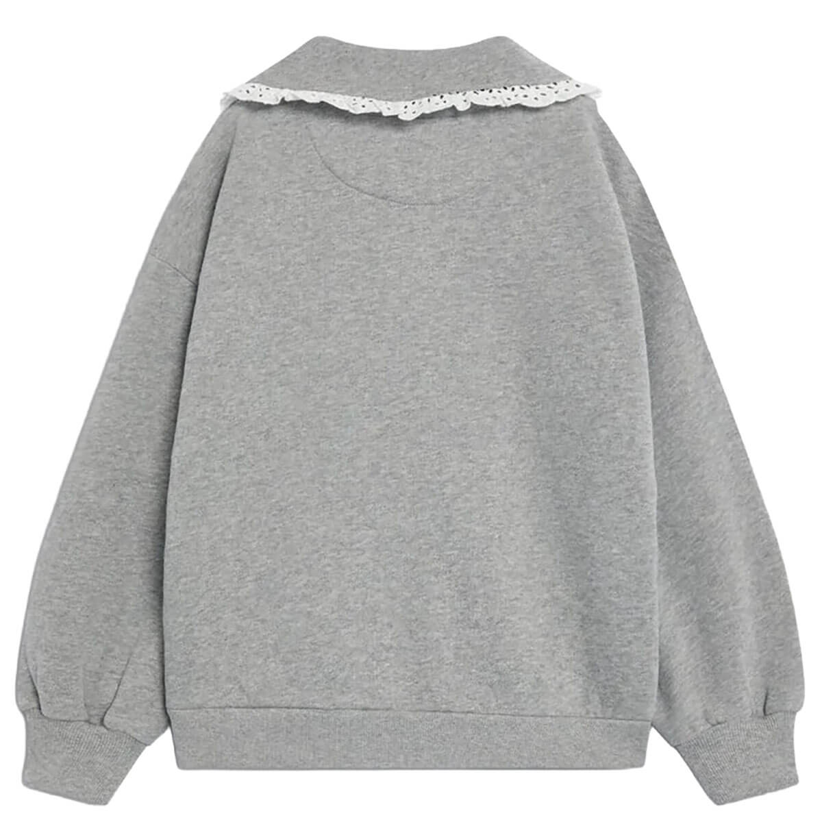 Polo-sweat-shirt décontracté en coton uni gris moyen chiné avec col côtelé pour enfants de 2 à 13 ans