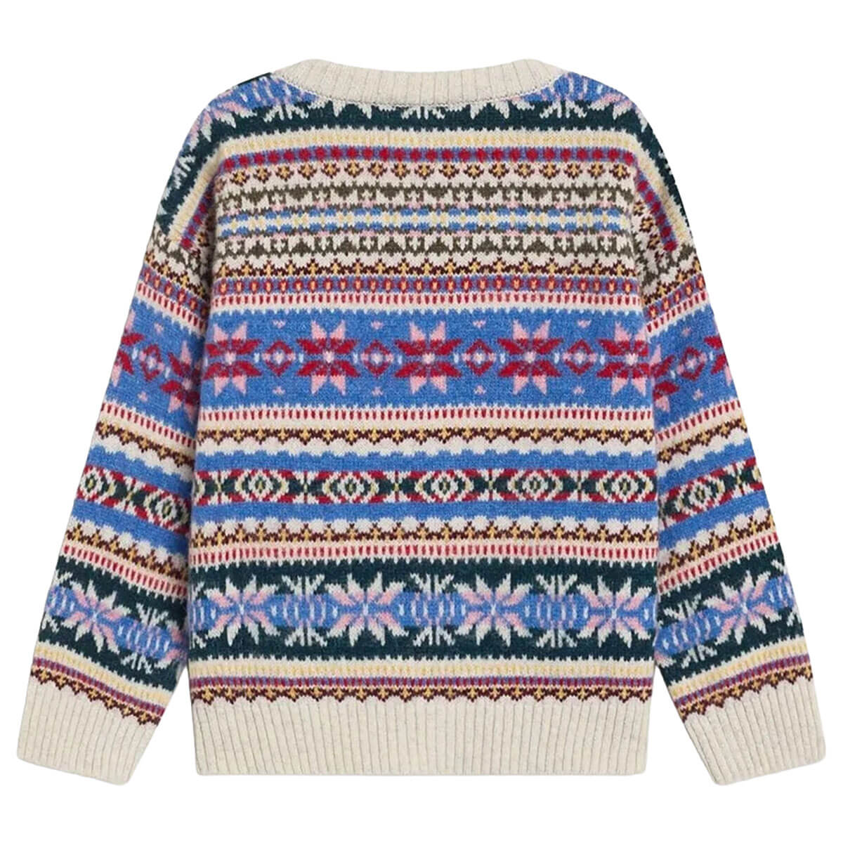 Cardigan enfant en coton jacquard multicolore bohème, avec ouverture devant et texture douillette, 2-13 ans