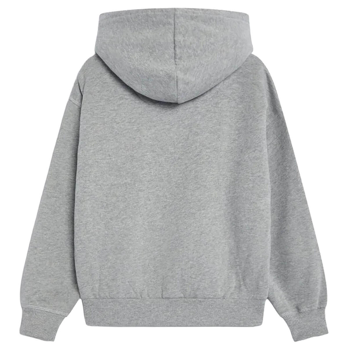 Sweat à capuche décontracté en coton mélangé gris moyen chiné avec logo imprimé et poche kangourou pour enfants de 2 à 14 ans