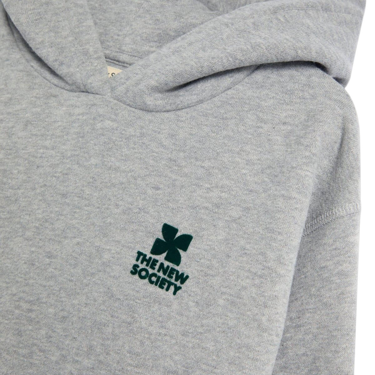 Sweat à capuche décontracté en coton mélangé gris moyen chiné avec logo imprimé et poche kangourou pour enfants de 2 à 14 ans
