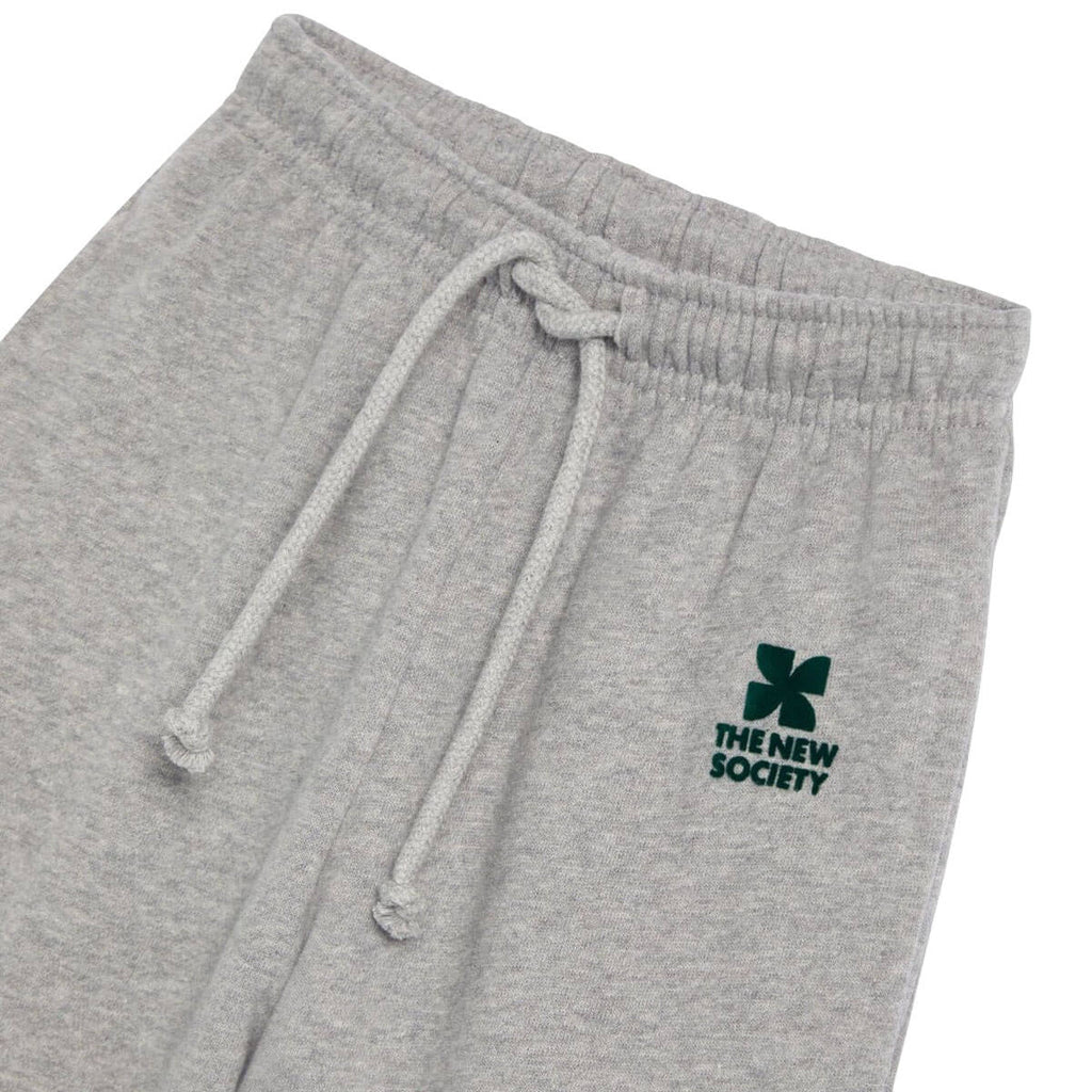 Pantalon de jogging en coton molletonné chiné gris moyen avec logo imprimé, taille et chevilles élastiquées pour enfants de 2 à 14 ans