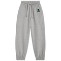 Pantalon de jogging en coton molletonné chiné gris moyen avec logo imprimé, taille et chevilles élastiquées pour enfants de 2 à 14 ans