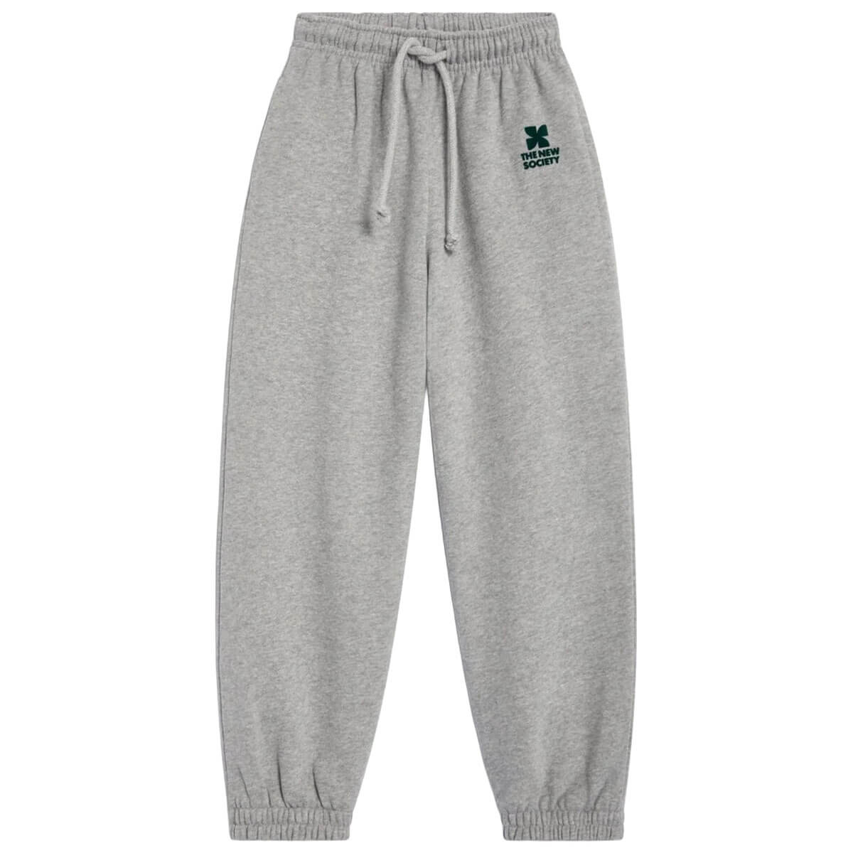 Pantalon de jogging en coton molletonné chiné gris moyen avec logo imprimé, taille et chevilles élastiquées pour enfants de 2 à 14 ans