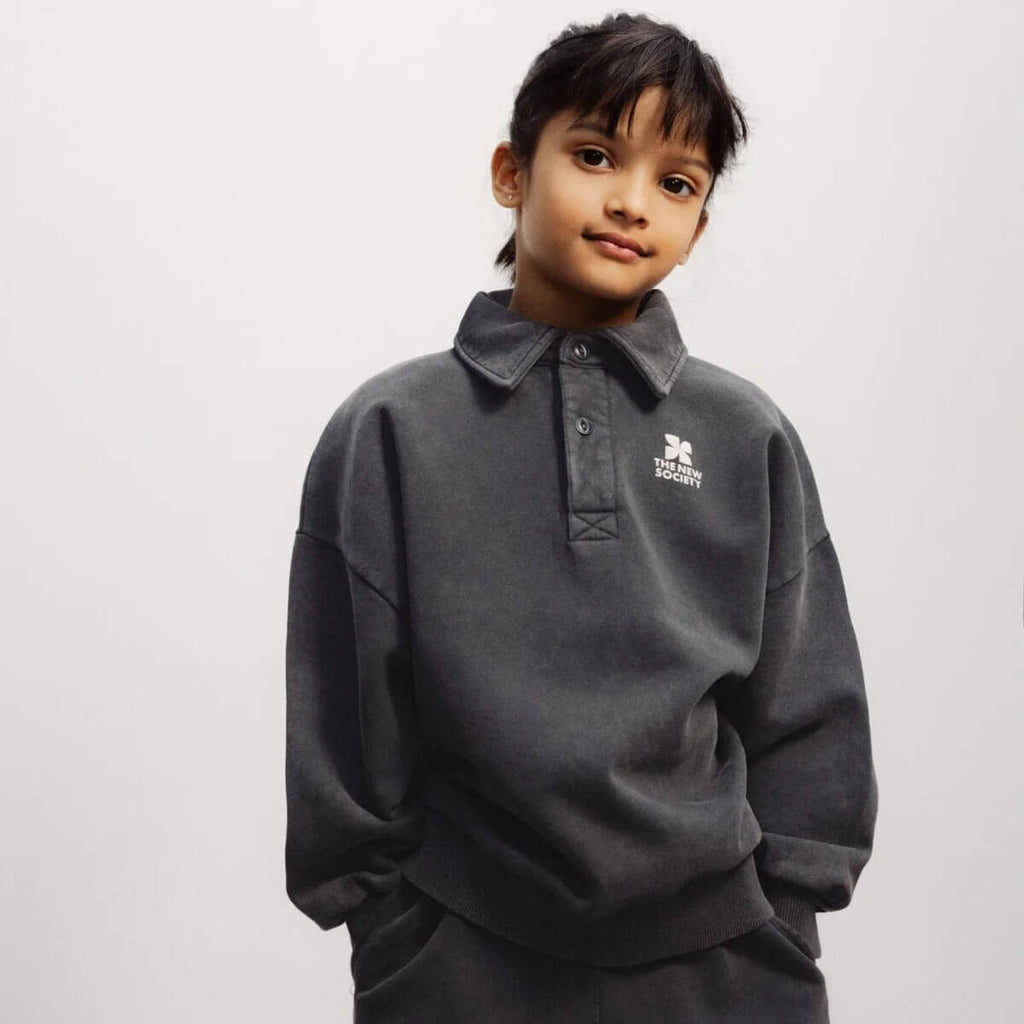 Polo en molleton décontracté en coton avec logo en fer forgé et col côtelé pour enfants de 2 à 14 ans