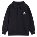 Polo en molleton décontracté en coton avec logo en fer forgé et col côtelé pour enfants de 2 à 14 ans