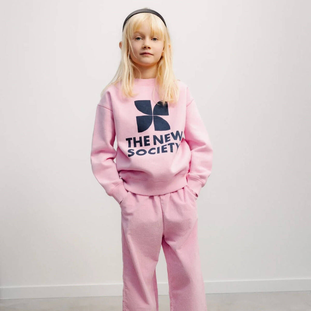 Sweat-shirt ras du cou décontracté en coton pour enfants de 2 à 14 ans, en mousseline lilas avec logo imprimé et coupe décontractée