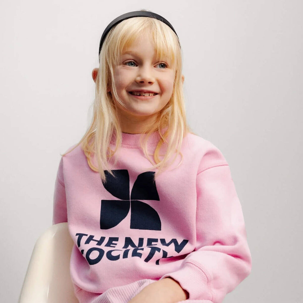 Sweat-shirt ras du cou décontracté en coton pour enfants de 2 à 14 ans, en mousseline lilas avec logo imprimé et coupe décontractée