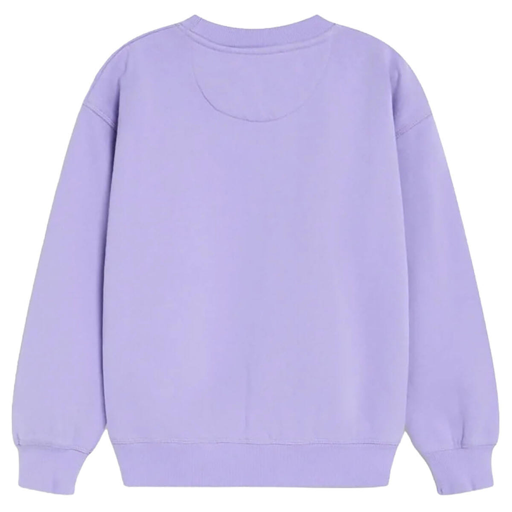 Sweat-shirt ras du cou en coton violet tulipe décontracté à logo avec coupe décontractée pour enfants de 2 à 14 ans