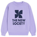 Sweat-shirt ras du cou en coton violet tulipe décontracté à logo avec coupe décontractée pour enfants de 2 à 14 ans