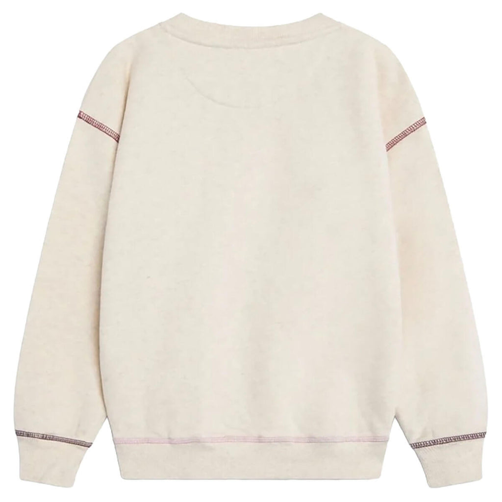 Sweat-shirt ras du cou en coton imprimé mélangé blanc décontracté avec une coupe décontractée pour enfants