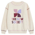 Sweat-shirt ras du cou en coton imprimé mélangé blanc décontracté avec une coupe décontractée pour enfants