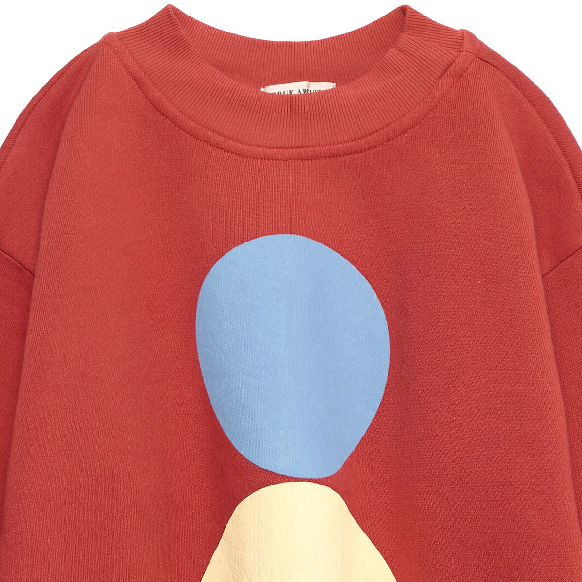 Sweat-shirt décontracté en coton biologique à imprimé cercles rouges, avec épaules tombantes et ourlet côtelé pour enfants de 1 à 13 ans