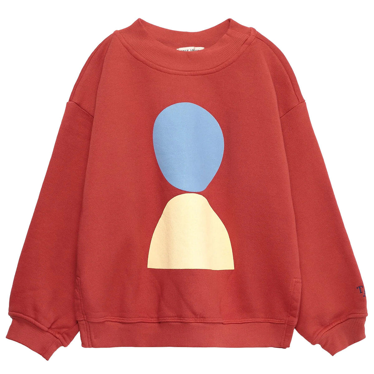 Sweat-shirt décontracté en coton biologique à imprimé cercles rouges, avec épaules tombantes et ourlet côtelé pour enfants de 1 à 13 ans
