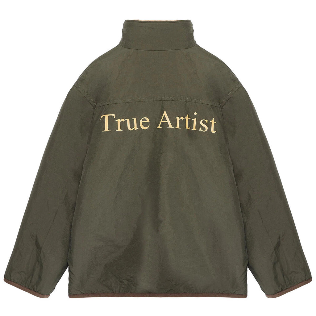 Veste réversible en polyester recyclé uni marron Sporty Otter avec deux options de style pour les enfants de 1 à 13 ans